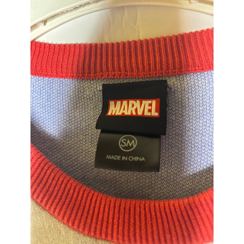 Marvel Deadpool Unicorn Rainbow Graphic Knit Sweater Mens Small Blue Red Floral - Picture 2 of 7